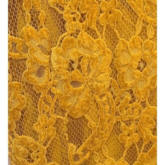 Shabby Chic Sz XS Mustard Yellow Gold Chenille Velvet Lace Maxi Dress NWT NEW - Picture 9 of 16